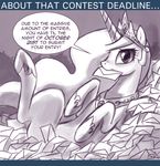  crown english_text equine female feral friendship_is_magic greyscale hair horn horse john_joseco letter long_hair looking_at_viewer mammal monochrome my_little_pony pony princess princess_celestia_(mlp) royalty solo text tiara unicorn 
