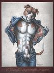  amber_eyes anthro balls bulldog canine clothing collar dog eyewear glasses half-erect male mammal molestation muscles nipple_piercing nipples pecs penis piercing presenting rog_minotaur solo suit 