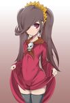  artist_request ashley ashley_(warioware) black_hair black_legwear blush hair_over_one_eye nasu800 nintendo red_eyes skull solo super_mario_bros. thighhighs twintails wario_ware warioware zettai_ryouiki 