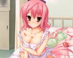  blush bra breast_hold cleavage kobuichi naked_apron pink_hair tenshinranman tokiwa_mahiro underwear 