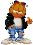  clothed clothing feline garfield garfield_(series) jeans jim_davis leather_jacket male mammal pants pose sneakers solo torn_clothing torn_jeans torn_pants 