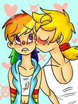  applejack_(mlp) blush cross-gender crossgender dash female friendship_is_magic human humanized kissing male mammal my_little_pony not_furry rainbow rainbow_dash_(mlp) zombs 