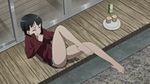  1girl animated animated_gif asphyxiation barefoot black_hair choking feet kirigaya_suguha lowres short_hair solo sword_art_online 