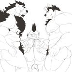  balls biceps big_penis canine cursedmarked droll erection fellatio gay grin group group_sex hyper male mammal muscles nipples oral oral_sex orc pecs penis sex standing thick_penis threesome vein wolf 