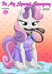  anthrofied bbmbbf blush clothing collar cub dress english_text equine female friendship_is_magic green_eyes hair horn horse leash looking_at_viewer mammal my_little_pony palcomix pony solo sweetie_belle_(mlp) text two_tone_hair unicorn young 