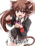  animal_ears bad_id bad_pixiv_id bow brown_hair cat_ears little_busters! long_hair miruto92 natsume_rin pink_bow ponytail red_eyes school_uniform tail 