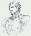  facial_hair iron_man male_focus marvel mustache power_armor solo superhero tony_stark traditional_media ueda_hiroshi 
