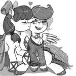  apple_bloom_(mlp) blush bow clothing cub cute duo ear_piercing equine eyes_closed female feral friendship_is_magic horse kevinsano kissing lesbian mammal monochrome my_little_pony necklace pegasus piercing plain_background pony saddle scootaloo_(mlp) white_background wings young 