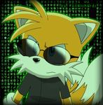  blonde_hair blue_eyes canine eyewear fox glasses hair looking_at_viewer male mammal miles_prower sega solo sonic_(series) sunglasses the_matrix 