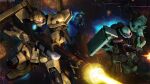  absurdres aiming army artist_request battle beam_rifle cable copyright_logo energy_beam energy_gun explosion firing fleet glowing gun gundam gundam_battle_operation_2 gundam_walpurgis highres machine_gun machinery mecha mecha_focus mobile_suit neo_zeon no_humans one-eyed realistic rifle robot science_fiction scope shield sniper_rifle space sunrise_(company) thrusters weapon zaku zaku_machinery zaku_machinery_ernardo_custom zero_gravity 