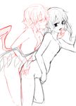  ariyoshi_gen bad_id bad_pixiv_id flandre_scarlet incest ips_cells monochrome multiple_girls nude open_mouth pointy_ears pregnant remilia_scarlet short_hair siblings simple_background sisters sketch smile touhou white_background wings work_in_progress yuri 