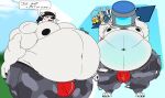 2025 anthro armor bear belly belly_blush belly_expansion belly_inflation big_belly big_butt big_muscles big_pecs black_nipples black_nose bloated blush body_blush bottomwear bulge butt camo camo_bottomwear camo_clothing camo_pants camo_print chubby_cheeks chug_jug chug_jug_expansion chugging clothed clothing detailed_bulge dialogue english_text epic_games expansion fortnite fur glorp gurgle_(sound_effect) headgear helmet hi_res huge_belly huge_thighs inflation liquid_inflation love_handles male mammal musclegut muscular muscular_anthro muscular_male navel nipples obese obese_anthro obese_male open_mouth overweight overweight_anthro overweight_male pants pattern_bottomwear pattern_clothing pattern_pants pecs pink_tongue polar_bear polar_patroller randomrusso red_clothing red_underwear rumbling_stomach solo speech_bubble swallowing text thick_thighs tongue topless topless_male torn_bottomwear torn_clothing torn_pants underwear ursine victory_royale white_body white_fur wide_hips