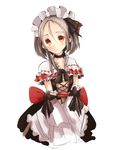  blush capelet choker collarbone detached_sleeves dress looking_at_viewer maid maid_headdress original ribbon_choker short_hair silver_hair sketch solo white_background yoo_(tabi_no_shiori) 