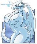  anthro big_breasts blue-eyes_white_dragon blue_eyes breasts dragon female hi_res looking_at_viewer nipples nude solo walter_sache wings 
