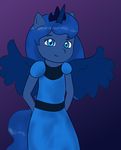  anthro anthrofied blue_eyes blue_hair crown dress equine female friendship_is_magic hair horn horse long_hair looking_at_viewer mammal my_little_pony pegasus pony princess_luna_(mlp) royalty solo unicorn winged_unicorn wings young zekromlover 