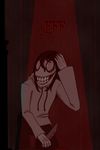  clothing creepypasta curtains english_text fanart grin hair hoodie human insane invalid_color jeff jeff_the_killer killer knife male mammal red_light smile solo teeth text the vonderdevil 