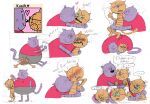 2025 anthro big_jim_(dog_man) blush book dog_man_(series) domestic_cat duo eyewear felid feline felis glasses grampa_(dog_man) hi_res hug licking male mammal nose_kiss overweight overweight_male purple_body sitting teddyclowns tongue tongue_out