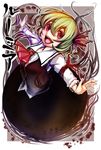  blonde_hair darkness fangs hair_ribbon highres jonasan_(bad-t) outstretched_arms red_eyes ribbon rumia short_hair skirt skirt_set solo spread_arms touhou 