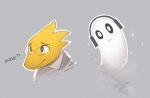 2015 alphys ambiguous_gender anthro black_sclera bust_portrait clothed clothed_anthro clothing coat digital_drawing_(artwork) digital_media_(artwork) electronics english_description eyewear female_(lore) ghost glasses grey_background headphones hi_res lab_coat napstablook notglacier portrait question_mark reptile scalie simple_background solo spirit topwear undertale undertale_(series) wearing_glasses white_body yellow_body
