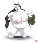  big_breasts big_butt blush breasts butt canine chubby clothing dog female gillpanda huge_breasts husky mammal nipples nude overweight plain_background solo sweat transformation weight_gain white_background 