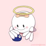  animated animated_gif bandaid bandaid_on_head blue_skin colored_skin gooey_(kirby) halo headpat junebird24 kirby&#039;s_dream_land_3 kirby_(series) kirby_64 looking_at_another no_humans pink_background simple_background tumblr_username white_skin yellow_halo zero_two_(kirby) 