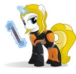  blonde_hair blue_eyes crossgender crossover crowbar equine female feral friendship_is_magic gordon_freeman hair half-life horn horse levitation looking_at_viewer magic mammal my_little_pony pony shadow solo unicorn 