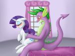  anthro anthro_on_feral bed bestiality biting_lip blush chair_position cutie_mark dragon duo equine eyes_closed female feral friendship_is_magic green_eyes hair half-closed_eyes hasana-chan horn horse inside interspecies male mammal my_little_pony nude on_top open_mouth penetration pony purple_hair rarity_(mlp) reverse_cowgirl_position scalie sex signature sitting spike_(mlp) straight sweat unicorn 