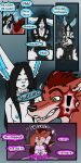 absurd_res anthro bassariscus breasts canid canine canis clenched_teeth collar comic cuff_(restraint) daisy_(tatsuchan18) dialogue english_text female fenrir_(tatsuchan18) fox frozen genitals group hi_res holding_leg hybrid inner_monologue lagomorph leporid lying male male/female mammal maned_wolf metal_collar mink_(tatsuchan18) multiple_scenes on_back panicked_look panicking penetration predator/prey procyonid rabbit restraints ring-tailed_cat spade_(tatsuchan18) tatsuchan18 teeth teeth_showing text thinking trigger_word trio wolf