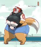  big_breasts big_butt blush breast_expansion breasts butt canine chubby clothing female fox gillpanda growth hair huge_breasts huge_butt mammal nipples open_mouth overweight red_hair saliva tongue transformation undressing weight_gain 