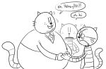 2025 angry anthro big_jim_(dog_man) dialogue dog_man_(series) domestic_cat english_text eyewear felid feline felis glasses grampa_(dog_man) group hand_holding hi_res male mammal necktie open_mouth overweight overweight_male petey_the_cat simple_background teddyclowns text white_background