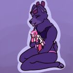 andromorph anthro antlers canid canine canis cookie cookie_run cookie_run_kingdom deer domestic_dog eternal_sugar_cookie eyes_closed female food freckles hi_res hooves horn hyena inhabitedartist intersex intersex/female jewelry korri_(inhabitedartist) lgbt_pride mammal nonbinary_(lore) nonbinary_pride_colors pink plushie plushophilia pride_colors purple smile strapon wings