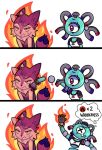 1_eye annoyed anthro biped blue_body blue_tail_tip bodily_fluids bow_ribbon bracelet braixen burning canid canine cheek_tuft chest_tuft clothing crop_top dipstick_tail duo eyelashes facial_tuft female femboy fennec_fox flaming fox fur gameplay_mechanics generation_1_pokemon generation_6_pokemon head_tuft hi_res inner_ear_fluff jewelry kaylemeart maggie-mite_(girda_skunk) magnemite magnet magnetism male mammal markings multiple_scenes neck_tuft nino_(nin10dope) nintendo pokemon pokemon_(species) poking purple_body purple_fur robot_anthro screw shiny_pokemon shirt simple_background sweat sweatdrop tail tail_markings topwear true_fox tuft white_arms white_background white_body white_fur x_eye