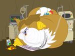  bird brown_fur cpap crying dying female food friendship_is_magic fur giant_ass gilda_(mlp) gryphon guyfuy hungry immobile life_support morbidly_obese my_little_pony overweight paint pizza rainbow_dash_(mlp) sad sadness solo tears this_is_now_canon white_feathers white_fur wings yellow_eyes 