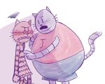 2025 anthro belly big_jim_(dog_man) biped blush clothed clothing dog_man_(series) domestic_cat duo eyewear felid feline felis glasses grampa_(dog_man) male mammal open_mouth overweight overweight_male simple_background sirrantsalo