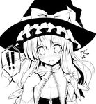  1girl ai_takurou blush bow capelet greyscale hair_bow hat hat_bow kirisame_marisa long_hair looking_at_viewer monochrome solo tears touhou witch_hat 