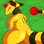  ampharos angry back butt glare long_tail looking_at_viewer looking_back nintendo pissed_off pok&#233;mon pok&eacute;mon solo stare stripes unknown_artist video_games 