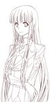  code_geass highres kuon_yuu lineart long_hair looking_at_viewer monica_kruszewski monochrome smile solo very_long_hair 