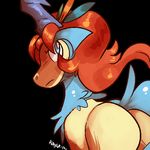  ambiguous_gender blue_eyes butt equine kayla-na keldeo legendary_pok&#233;mon looking_back mammal nintendo plain_background pok&#233;mon pok&eacute;mon raised_tail solo video_games 