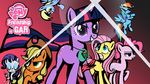  applejack cowboy_hat derpy_hooves fluttershy hat horse kamina_shades lauren_faust_(pony) multiple_girls my_little_pony my_little_pony_friendship_is_magic parody pegasus pinkie_pie rainbow_dash rarity screencap tengen_toppa_gurren_lagann twilight_sparkle unicorn wings 