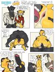 2025 anal anal_penetration anthro anus arm_grab ass_up avian backsack balls big_butt big_dom_small_sub black_body black_fur black_nose black_spots blush bodily_fluids boss_(twende) bottomless brown_body brown_fur butt butt_grab cheetah chest_tuft claws clothed clothing comic cowgirl_position cum cum_from_penis cum_in_mouth cum_inside cum_on_balls cum_on_penis cum_on_tongue dialogue dominant duo english_text eye_bags eyewear felid feline fellatio flaccid from_behind_position from_front_position fur genital_fluids genitals gold_(metal) gold_jewelry gold_necklace hand_on_arm hand_on_butt hand_on_leg hand_on_thigh handjob hi_res holding_arm hyena jacket jewelry kimbe_(twende) kneeling leapfrog_position ledange leg_grab long_tail looking_at_another looking_back male male/male mammal markings mature_male muscular necklace nervous on_bottom on_top oral pangolin pantherine penetration penile penile_penetration penis penis_grab red_clothing rimming round_ears sex simple_background size_difference small_dom_big_sub small_ears smile speech_bubble spots spotted_body spotted_fur spread_anus spread_butt spreading standing suit sunglasses surprised sweat tail teeth text thick_thighs thigh_grab tongue tongue_out toothpick topwear tuft twende_(series) vein veiny_penis watermark white_background white_clothing yellow_body yellow_fur