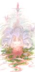  1girl absurdres bloom_poetry_(shining_nikki) border chinese_commentary closed_eyes commentary_request dress eyelashes field flower flower_field frilled_sleeves frills from_behind hair_spread_out highres holding holding_oar long_hair long_sleeves lying multiple_views nikki_(nikki) nikki_(series) oar object_floating_above_hand on_back on_ground origami outside_border paper_crane pinafore_dress pink_dress pink_hair pleated_dress purple_dress riding ripples roaring shining_nikki shirt short_dress sleeveless sleeveless_dress sleeves_past_wrists soaking_feet straight_hair striped_clothes striped_shirt vertical-striped_clothes vertical-striped_shirt very_long_hair white_border white_shirt xxyt-xx 