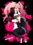  1girl bad_end bad_id bad_pixiv_id bow brown_eyes brown_hair corruption danganronpa danganronpa_1 enoshima_junko hair_bow hair_ornament hood hoodie long_hair monokuma naegi_makoto nail_polish necktie pink_hair sable_(sutec) school_uniform sleeves_rolled_up spoilers super_danganronpa_2 twintails what_if 