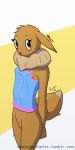  anthro clothing eevee invalid_tag nelly_(whateverthefox) nintendo pok&eacute;mon pok&eacute;mon_(species) shirt shy standing tank_top video_games whateverthefox 