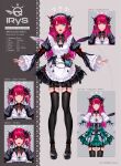  1girl absurdres apron black_ribbon black_shoes black_skirt black_sleeves blue_eyes blunt_bangs brooch center_frills chest_bow commentary_request crinoline crystal_wings detached_sleeves drill_hair drill_sidelocks earrings english_text fangs flower_earrings frilled_apron frilled_shirt frilled_sleeves frills full_body garter_straps green_skirt hair_ribbon halo highres hololive hololive_english irys_(hololive) irys_(maid)_(hololive) jewelry juliet_sleeves lace lace-trimmed_collar lace-trimmed_skirt lace_thighhighs lace_trim long_hair long_sleeves looking_at_viewer maid maid_apron maid_headdress mini_wings miniskirt multicolored_hair official_alternate_costume official_alternate_hairstyle official_art pocket_watch puffy_sleeves purple_eyes purple_hair purple_wings red_hair redjuice ribbon shirt shoes short_hair sidelocks skirt solo star-shaped_pupils star_(symbol) star_halo streaked_hair symbol-shaped_pupils thigh_strap thighhighs twin_drills variations watch white_apron white_shirt wide_sleeves wings 