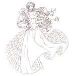  code_geass dress euphemia_li_britannia high_heels highres kuon_yuu lineart long_hair looking_at_viewer monochrome shoes smile solo wedding_dress 