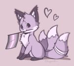 3_tails ambiguous_gender bandage canid canine demigirl_pride_colors feral fox heart_symbol hi_res lgbt_pride lgbt_pride_month looking_at_viewer mammal moonshadelf multi_tail pride_colors sitting solo tail