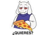 absurd_res anthro bovid caprine darkalcaline deltarune digital_media_(artwork) female food goat goat_girl hi_res invalid_tag mammal meme offering_(disambiguation) pizza safe_(disambiguation) smile solo spanish_text text toriel toriel_(undertale) undertale undertale_(series)