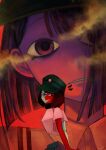  2girls black_eyes black_hair blunt_bangs blunt_ends bob_cut colored_skin ena:_dream_bbq ena_(dream_bbq) ena_(series) ena_(species) green_hat hangover_ena hat highres low_poly multicolored_skin multiple_girls red_skin salesperson_ena shirt short_sleeves smile split-color_skin two-tone_skin usagimarumei 