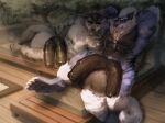 2_penises animal_genitalia animal_penis anthro anthro_on_anthro balls big_balls big_penis black_body black_fur black_hair black_nose black_penis blue_body blue_fur blue_nose duo dust_yang equine_genitalia equine_penis eye_contact felid feline fur genitals grey_body grey_fur hair half-erect huge_balls huge_penis jewelry looking_at_another lying male male/male mammal medial_ring mouth_closed multi_genitalia multi_penis muscular muscular_anthro muscular_male necklace nude on_side orange_eyes outside penis plant reclining short_hair striped_arms striped_legs tree white_body white_fur white_hair