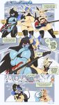 2025 4_fingers absurd_res angry anthro areola armwear artist_name asphyxiation bandeau big_breasts black_hair blue_areola blue_eyes blue_hair blue_nipples blush breast_grab breasts bridal_gauntlets chest_tuft choking cleavage clothed clothing comic dialogue ear_fins eeveelution electric_guitar electronics english_text exposed_breasts eyebrow_through_hair eyebrows eyelashes eyes_closed female fin fingers flareon fulmine_(thekite) generation_1_pokemon generation_4_pokemon group guitar hair hand_on_breast head_fin hi_res holding_guitar holding_microphone holding_musical_instrument holding_object hug huge_breasts jolteon legwear light_stick long_hair looking_at_viewer luxray male microphone musical_instrument navel neck_grab nintendo nipples one-piece_swimsuit open_mouth open_smile pasties pepper_(thekite) playing_music plucked_string_instrument pokemon pokemon_(species) rapi_(thekite) red_clothing red_sclera red_swimwear shirt short_hair singing smile speech_bubble stockings strela_(thekite) string_instrument swimwear t-shirt tail tail_fin text text_box thekite thigh_highs thong topwear translucent translucent_hair tuft twitter_handle under_boob underwear vaporeon vika_volt_(thekite) wardrobe_malfunction yellow_eyes